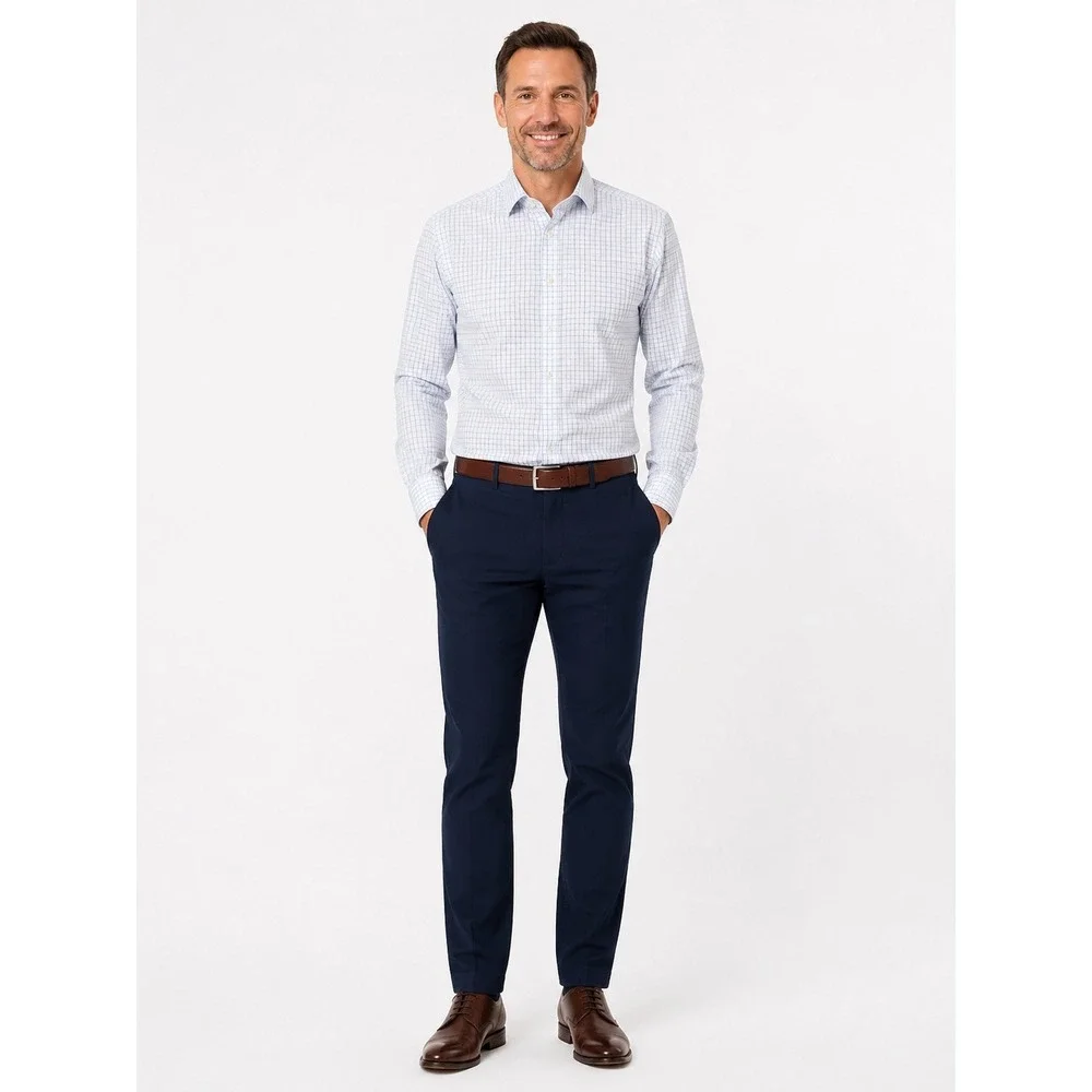 J.Crew Performance Slim Fit Shirt Mens Small Blue White Check BW4011 Stretch NEW